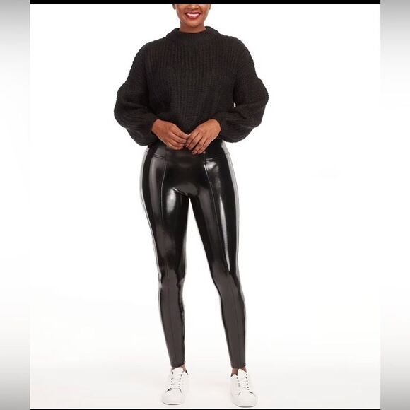 Spanx Faux Patent Leather Leggings in Classic Black Size S - Picture 2 of 16
